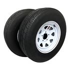 2-pk trailer tire on rim st205/75r14 lrc radial 5 lug white spoke 14&#034; wheel