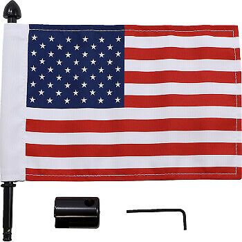 Pro pad black rear square rack 5/8&#034; motorcycle flag mount with flag 6&#034;x9&#034; dyna