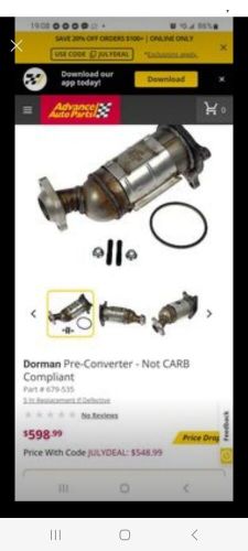 Dorman 679-535 rear pre-catalytic converter - not carb compliant compatible with