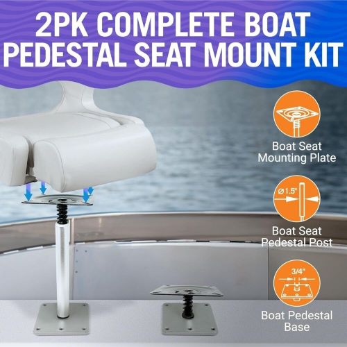 Boat pedestal seat package 3 piece kit boat seat and pedestal combo 2 pack