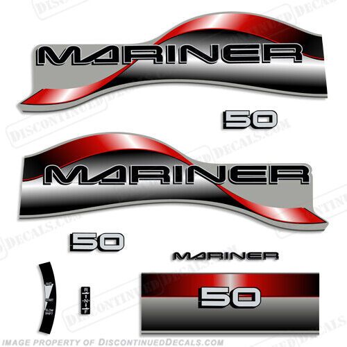 Fits mariner 50hp outboard motor decal kit - 1996 - 1997 - red