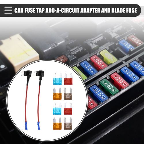 Add a circuit 12v mini fuse tap w/ 5a 7.5a 10a 15a atm apm blade type fuse 1 set