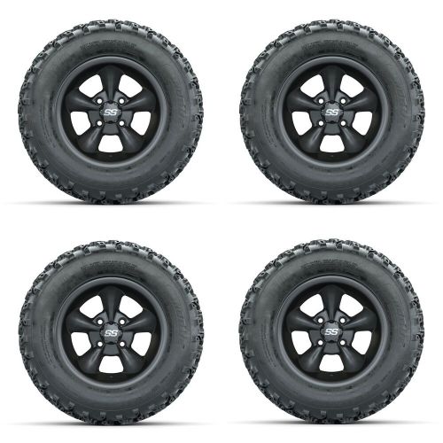 Golf cart gtw 12&#034; godfather matte grey wheel | 23x10-12 rogue at tire | 4 set