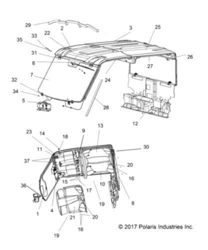 18 polaris ranger headliner front ttn premium 5814503