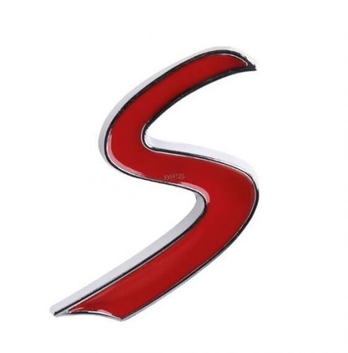 S red silver zink alloy  front hood grille badge emblem logo  fits mini