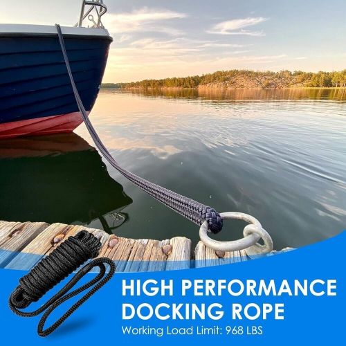 4pcs 5/8 inch 25 ft double braided nylon boat dock lines marine  anchor rope