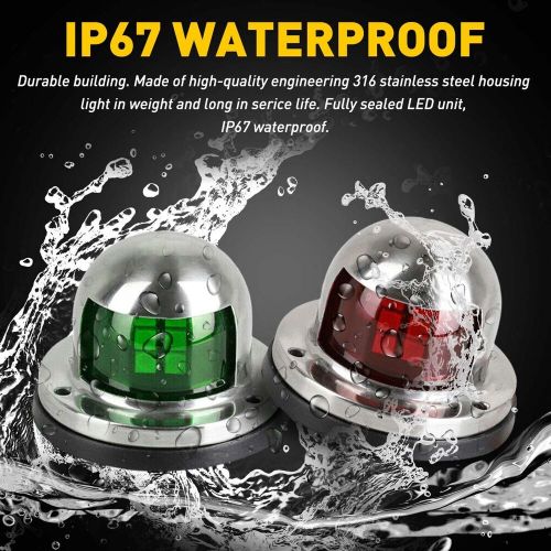 2pcs 16led bow navigation 12v lights for marine boat stainless pontoon steel