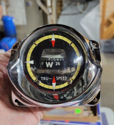 Vintage 1950&#039;s truspeed boat compass mint chrome muskegon outboard specialties