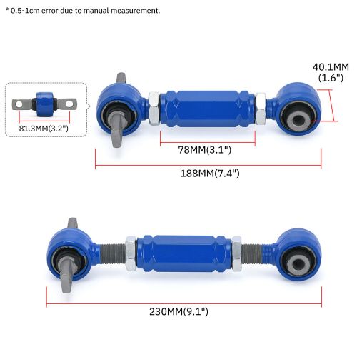 Adjustable rear camber control arms links set blue for 97-01 honda crv cr-v crx