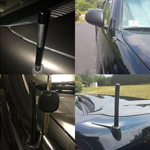 2set 4.7&#034; carbon fiber car am/fm radio short antenna stubby screw aluminum black