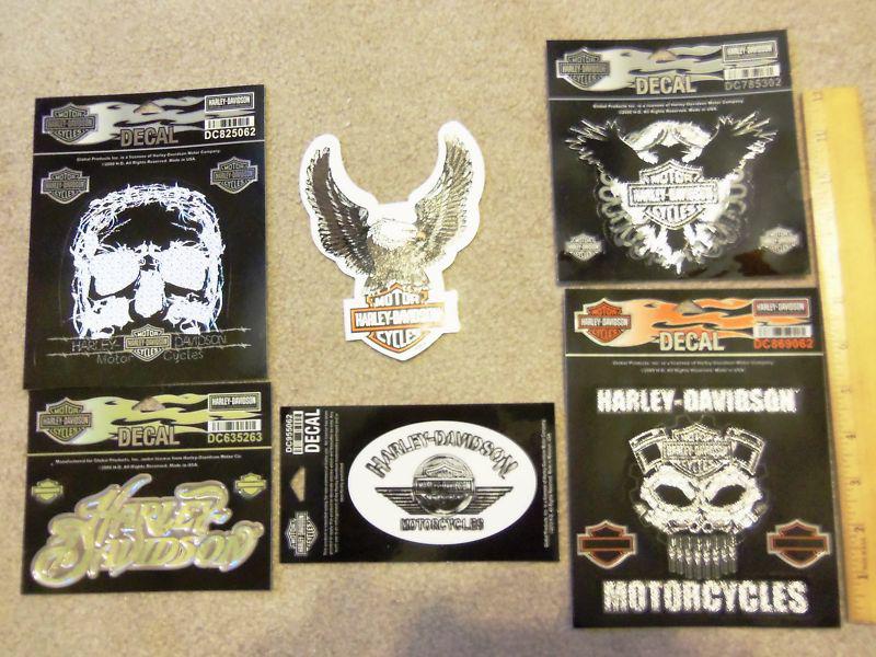 6 quality assorted licensed harley davidson decals stickers  cheap!