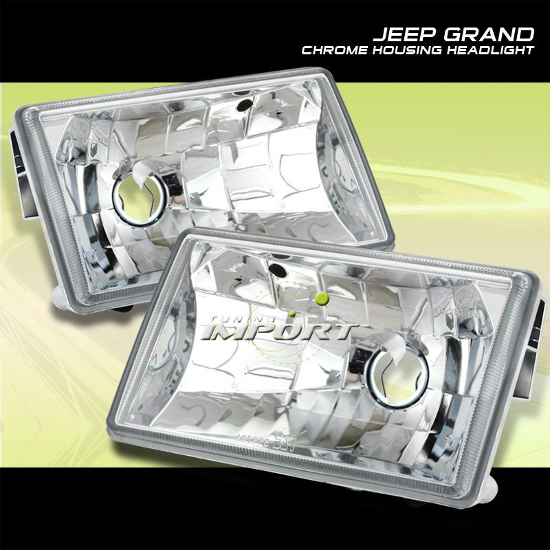 1993-1998 jeep grand cherokee chrome headlights lamps assembly left right