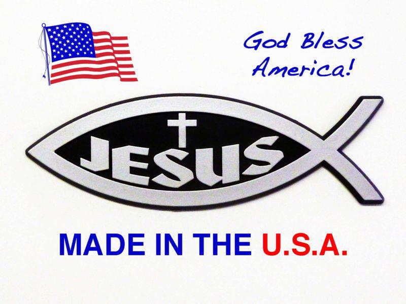 1 christian fish emblem with jesus & cross 5.5" for your auto, car, truck or ...