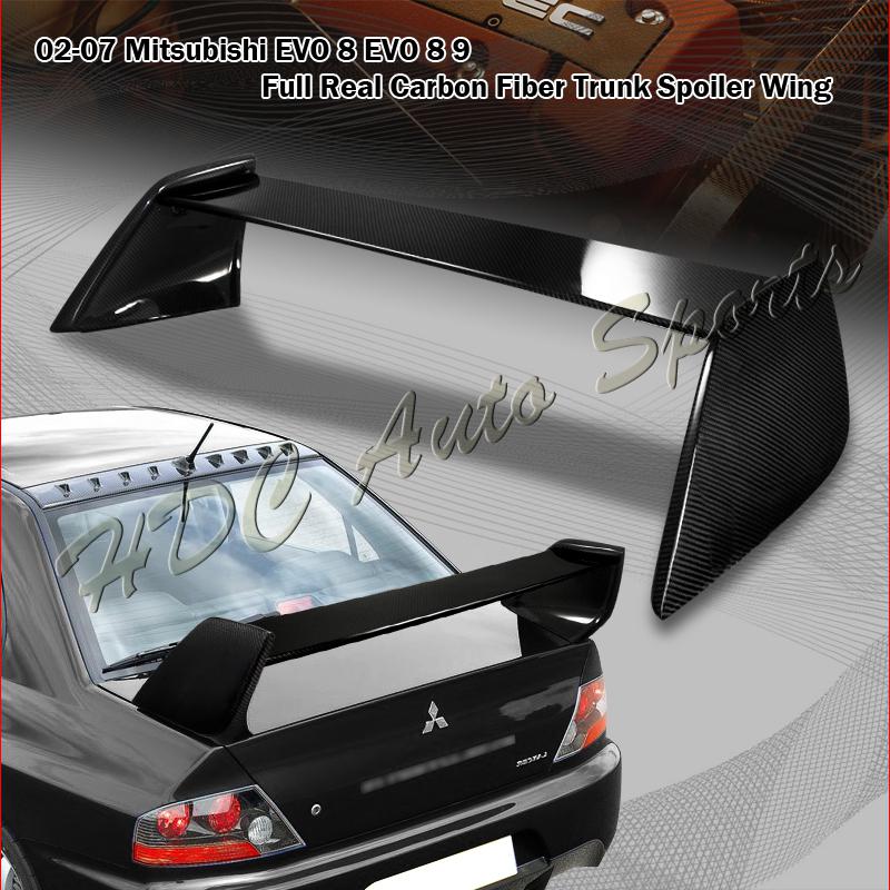 2002-2007 mitsubishi evolution evo 8/9 full carbon fiber rear trunk spoiler wing