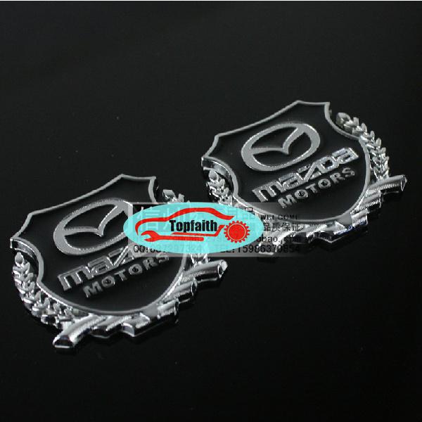 2pcs silver metal rear side motor emblem badge sticker for  ms 2 3 6 8 cx-5 cx-7