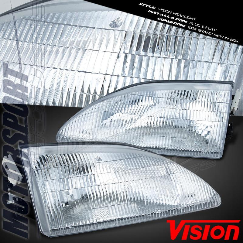 Chrome vision 1994-1998 ford mustang 2 door headlights lamps complete assembly