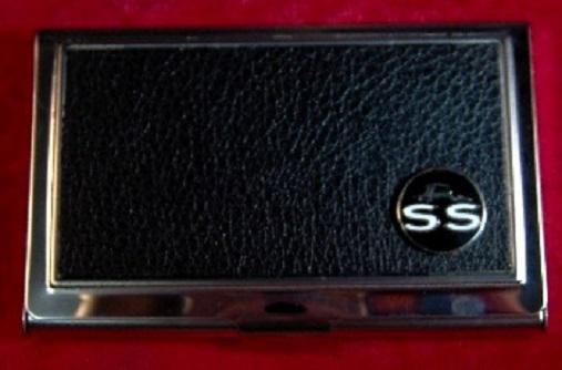 Chevrolet impala ss - stainless steel & leather business card case