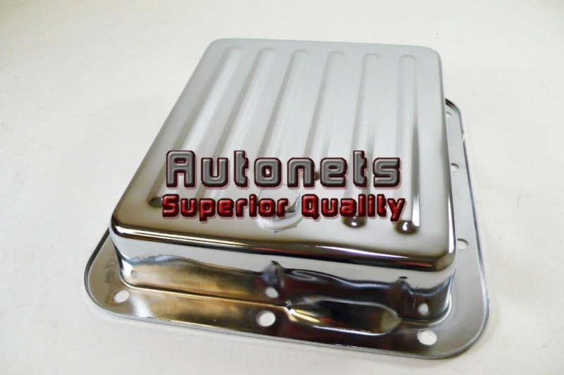 Chrome steel ford mustang c-4 transmission oil pan case filled stock depth