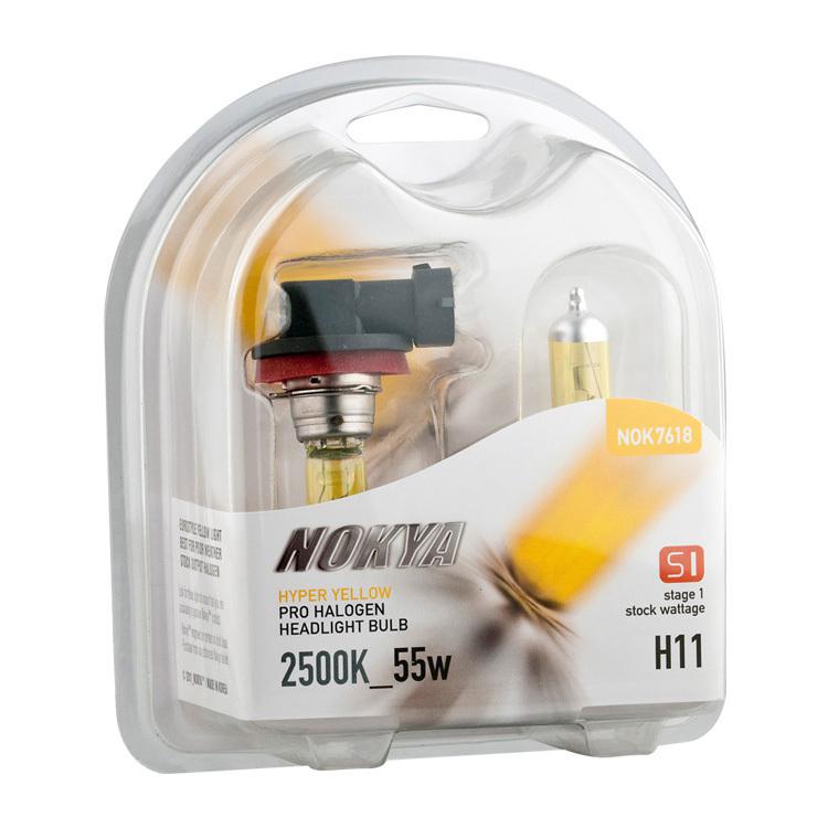 Nokya pro-halogen hyper yellow stage 1 h11 fog light audi bmw acura bulb nok7618