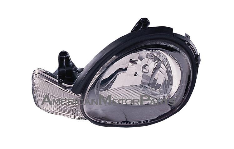 Eagleeye pair replacement headlight w/ black bezel w/ rubber dodge neon plymouth