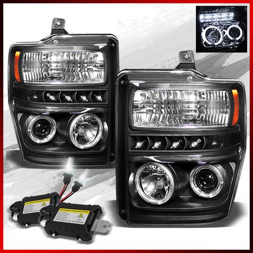 6k slim ballast xenon hid+08-10 f250/350 dual halo led projector headlights set