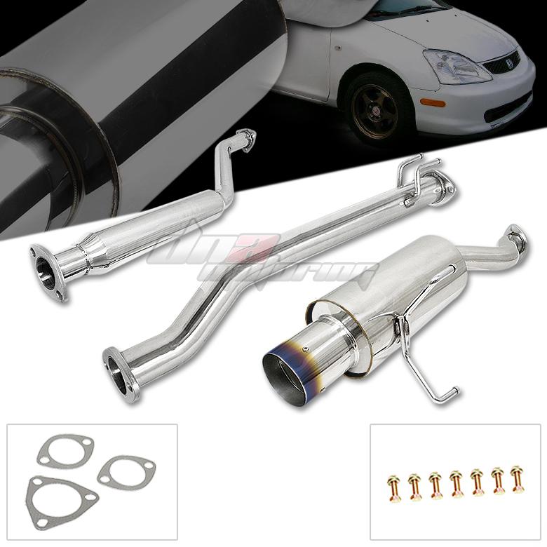 02-05 honda civic si hb ep3 4" burnt tip catback exhaust system cat back muffler