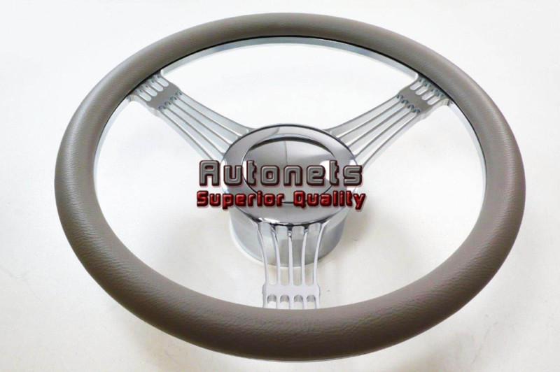 Gray leather banjo camaro impala nova steering wheel aluminum horn adapter set