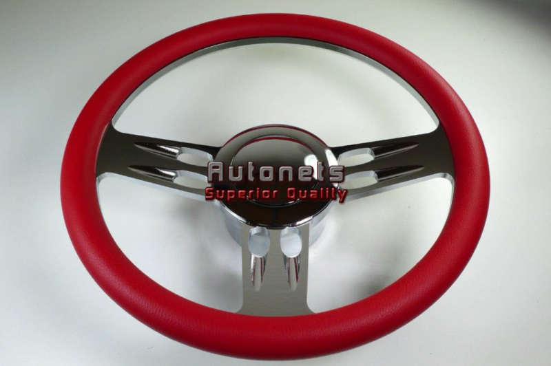 Red 3-slot chevy gm buick pontiac aluminum steering wheel horn button adapter