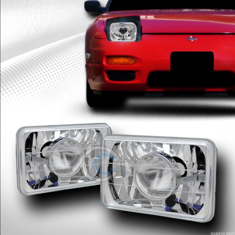 Universal 7"x6" chrome square projector headlights h4 buick dodge ford gmc chevy