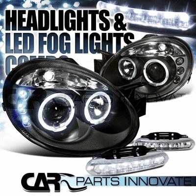 Dodge 03-05 neon srt4 black halo projector headlights+6-led fog lamps