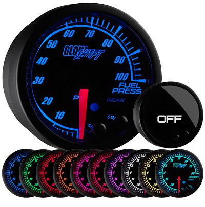 Diesel truck glowshift elite 10 series fuel pressure gauge black