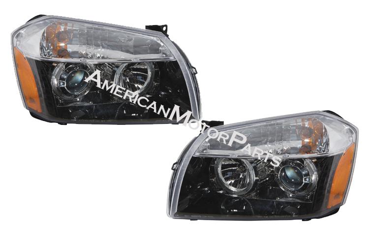 Depo pair euro black projector halogen headlights w/ led 05-07 06 dodge magnum