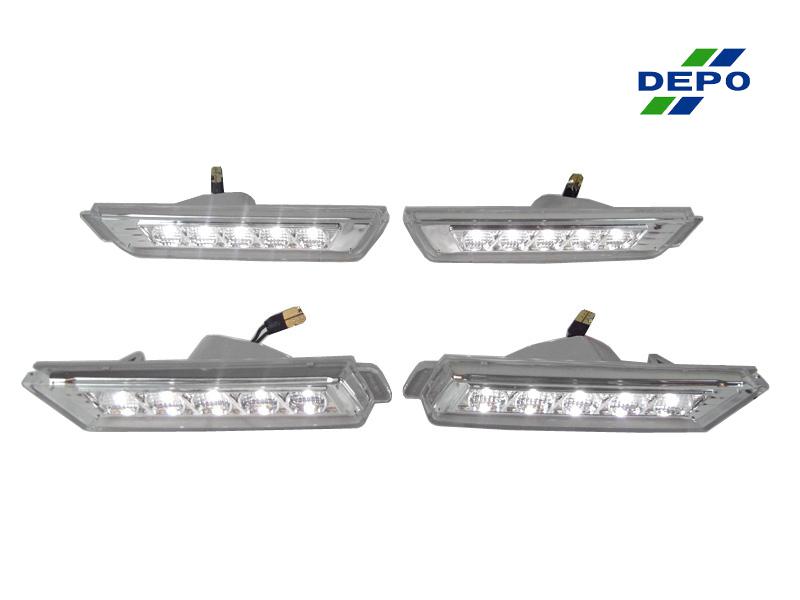 Depo 10-13 chevy camaro crystal clear white led front + rear side marker lights