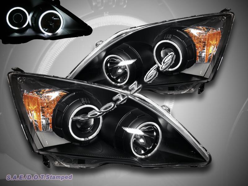 2007-2011 honda cr-v projector headlights ccfl black dual halo 