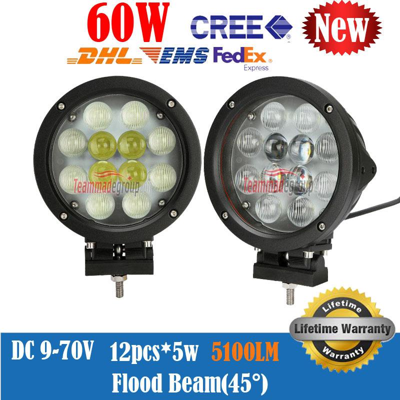 2x 7inch 60w cree led driving work light combo offroad truck 4wd 12v replace hid