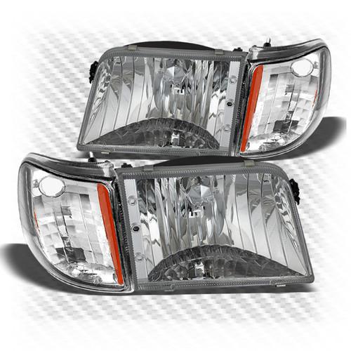 93-97 ranger chrome crystal headlights front lamps + corner lights replacement