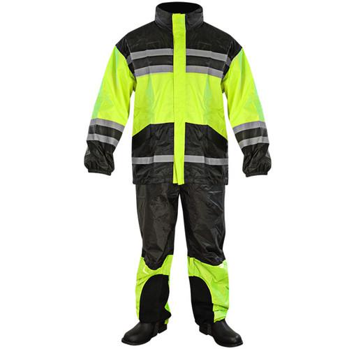 Xelement 2-piece bone dry black/neon green rainsuit