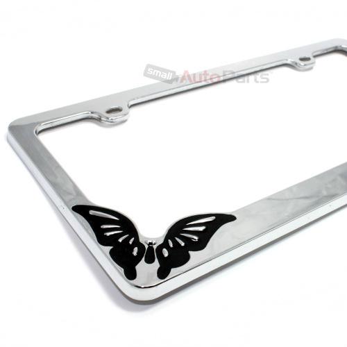 Chrome metal butterfly custom license plate tag frame for auto-car-truck-suv