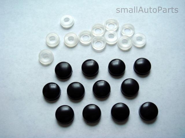 (12) black license plate frame screw bolt caps covers car truck bike motorcycle