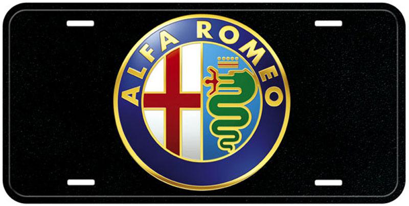 Black alfa romeo aluminum novelty car tag license plate