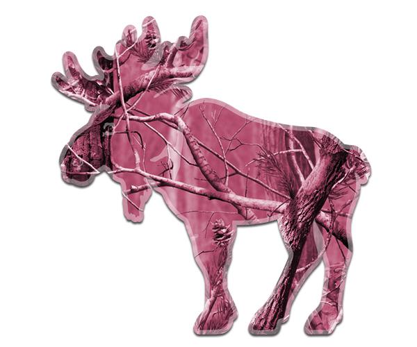 Moose decal 5"x5" pink hunting camo bull hunter vinyl bumper sticker (lh) zu1