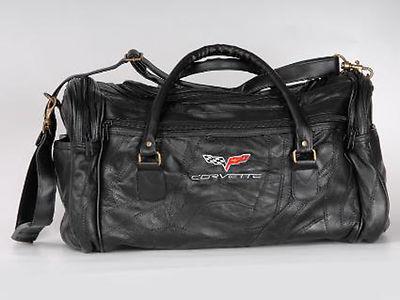 Corvette c6 black lambskin leather road trip bag - new!