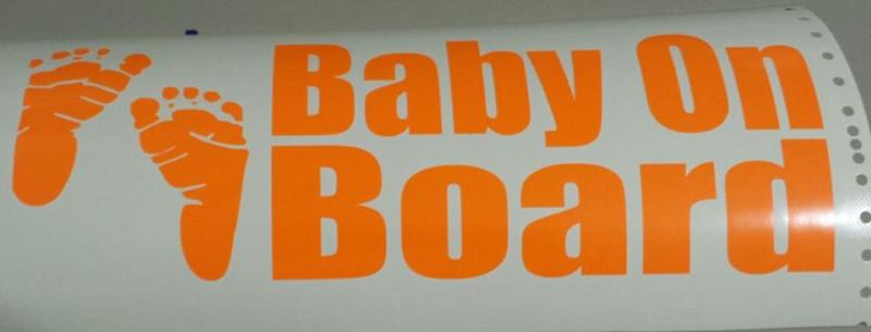 Baby on board vinyl decal sticker window - fluorescent orange