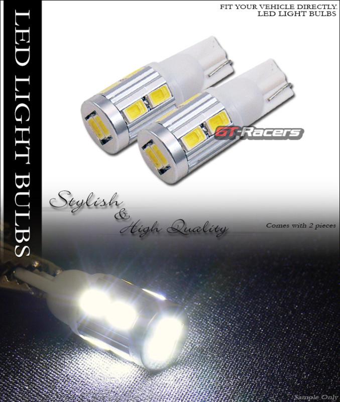 2x white t10 wedge base 10 5730 smd led parking/turn signal/tail light bulb pair