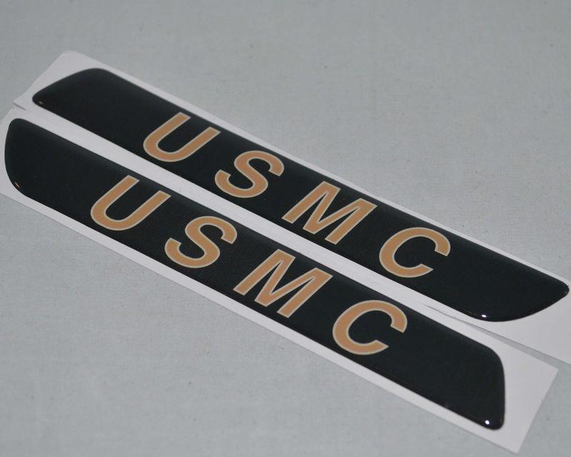 Custom "usmc on charcoal" saddlebag latch reflector insert decals for harley