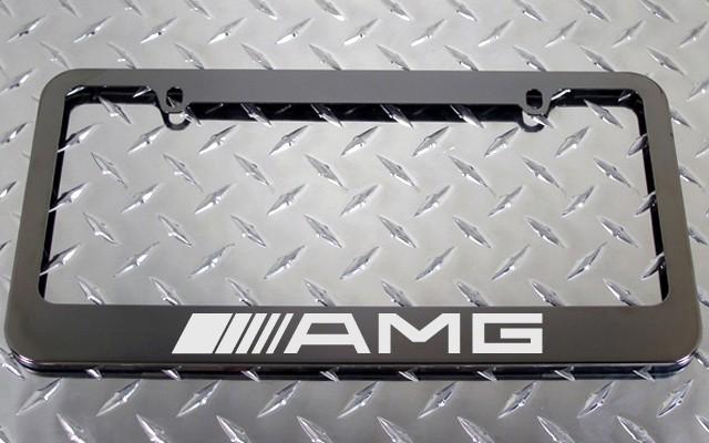 1 brand new amg gunmetal license plate frame +screw caps