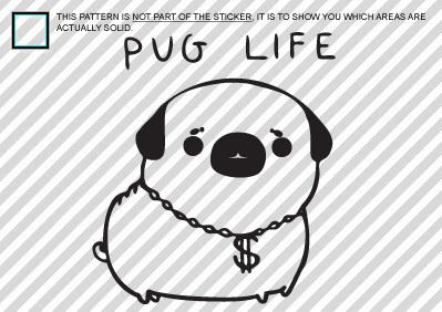 2x pug life (custom) sticker decal 6" black