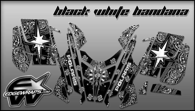 Polaris pro-rmk rush custom graphics kit -  black white bandana