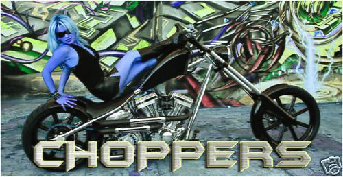 Chopper banner ironhorse big dog motorcycle girl sign flag 5