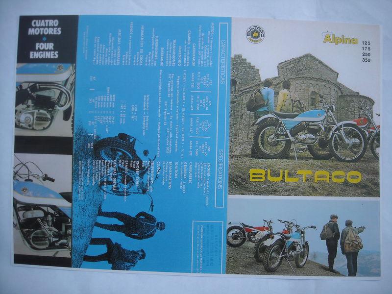 Bultaco alpina 250, photocopy factory sales brochure, models 85-97-98-99m